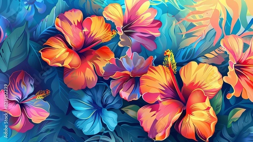 tropical flowers abstract banner for asian american pacific islander heritage month digital art