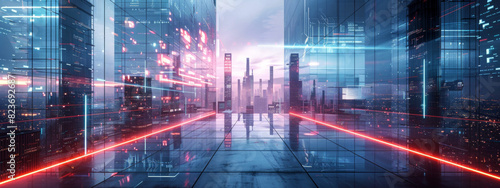 Futuristic Smart City Hologram Displaying Advanced Urban Technology © Di