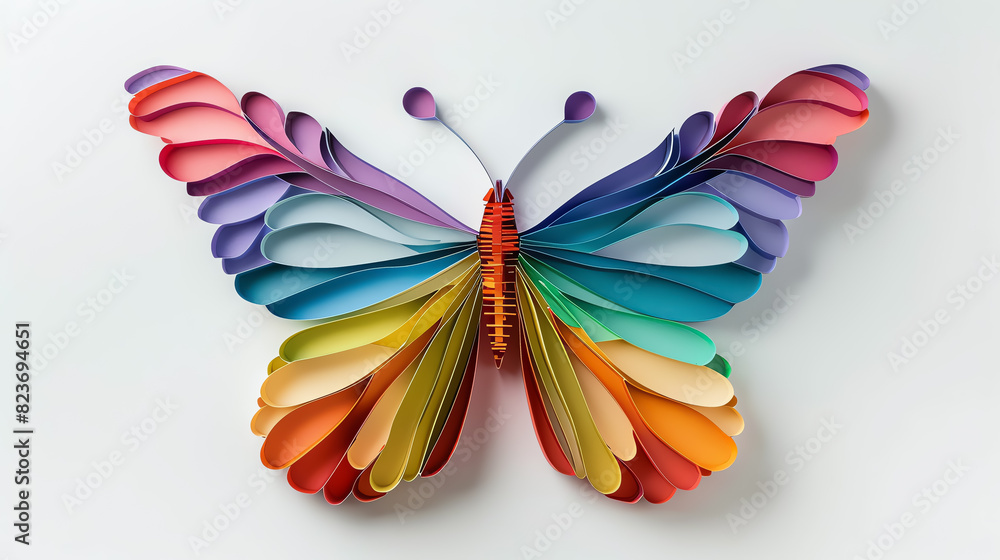 A vibrant and colorful paper butterfly A vibrant and colorful paper butterfly