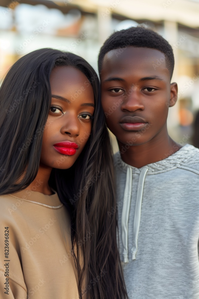 Contemporary African couple enjoying city walk portrait Contemporary African couple enjoying city walk portrait