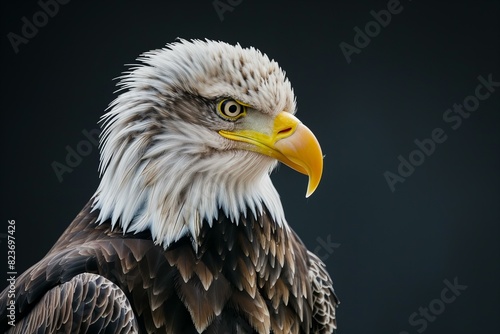 A bald eagle is facing away from us  high quality  high resolution