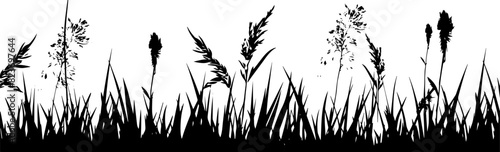 Background grass natural silhouette. Vector. AI generated illustration.