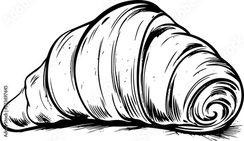 Hand drawn croissant isolated on white background. Doodle vector food sketch isolated on white. AI generated illustration.