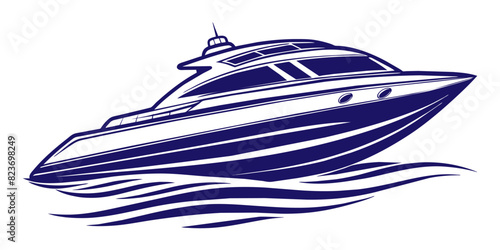 modern super stylish fast yacht speeding on the sea