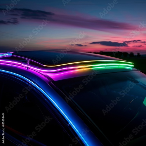 A car with neon lights on the roof © PuiZera