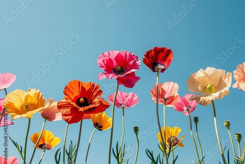 Illustration of the flowers have the middle of the image in red  pink in the middle  orange and yellow in the middle