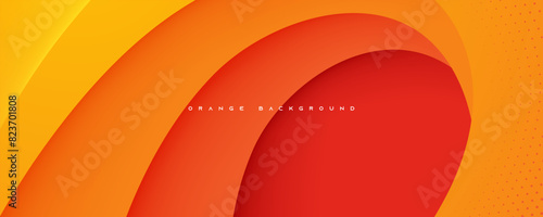 Orange papercut abstract background dynamic design vector
