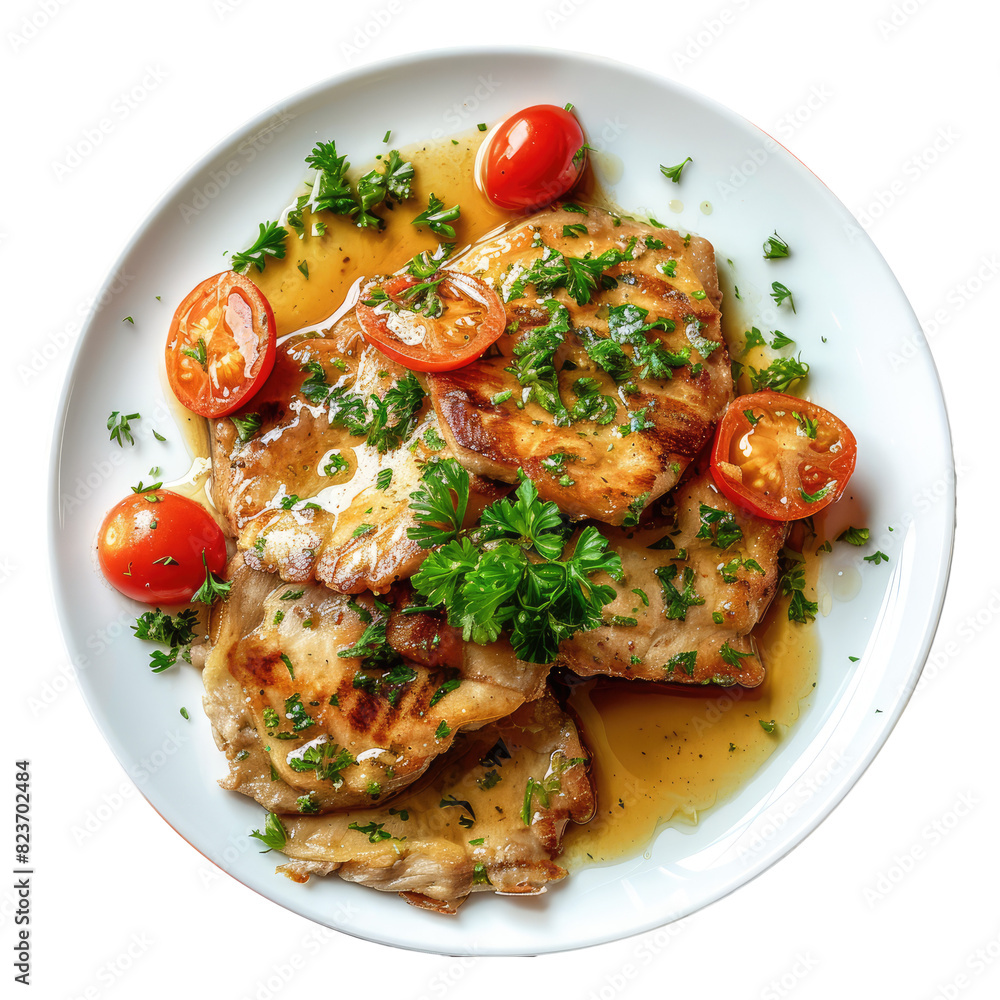 slices of veal cooked in a sauce dish isolated on transparent background clipping path
slices of veal cooked in a sauce dish isolated on transparent background clipping path