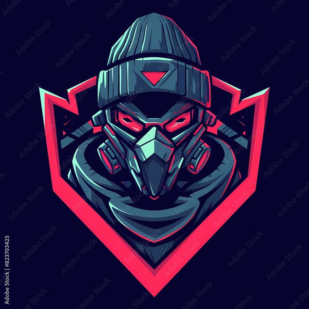 Vector logo style military soldier character mascot illustration for game concept, e-sport gamer t-shirt design on isolated background