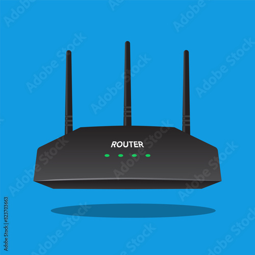 Modem router device vector design on blue background