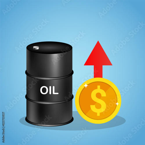 Oil price rising up flat vector design
