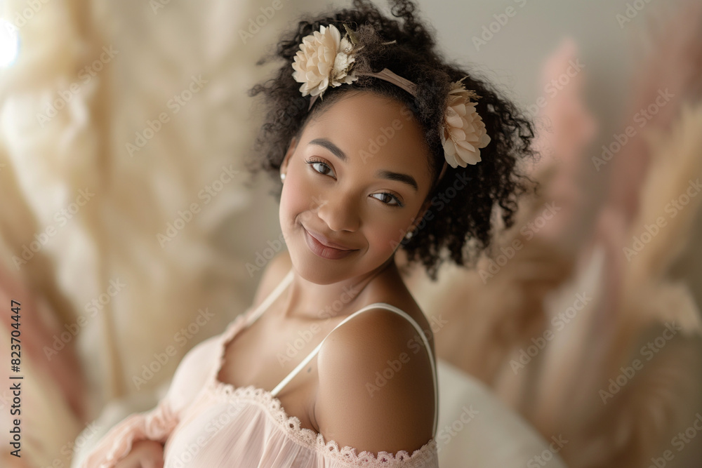 Happy and smile African pregnant woman Happy and smile African pregnant woman