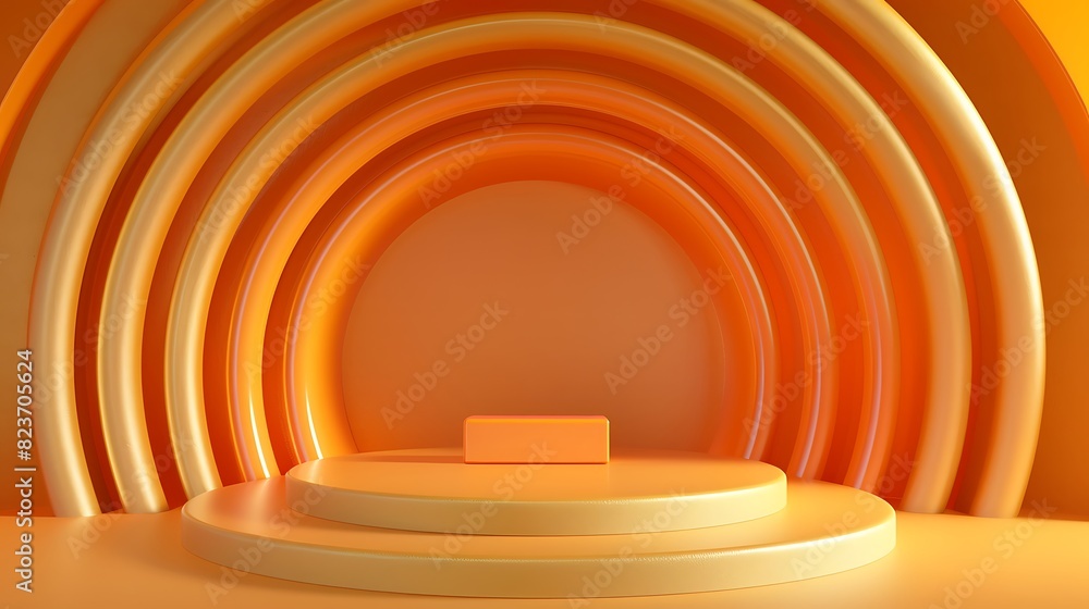 Fototapeta premium Vibrant 3D Stage Set Design - A Rounded Award-Winning Creation in Pure Color Style