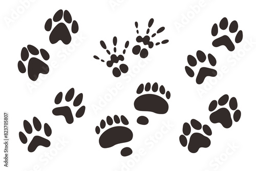 Black paw footprint vector illustration isolated on white background