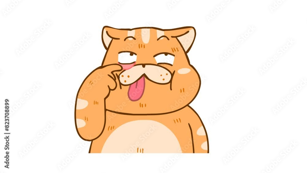 Animated Fat Cat Sticking Out Tongue and Rolling Eyes (White Background) Animated Fat Cat Sticking Out Tongue and Rolling Eyes (White Background)