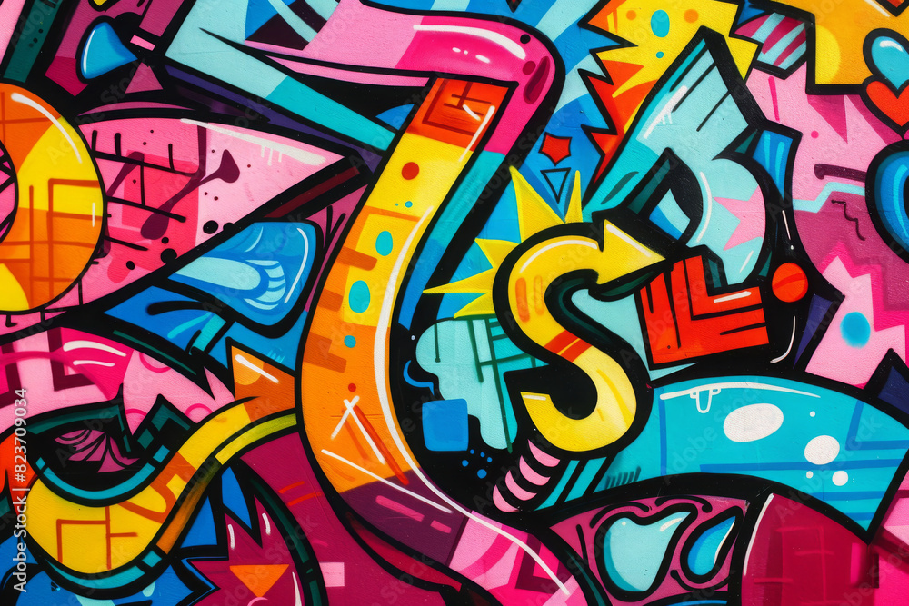 colorful graffiti art design bright background	