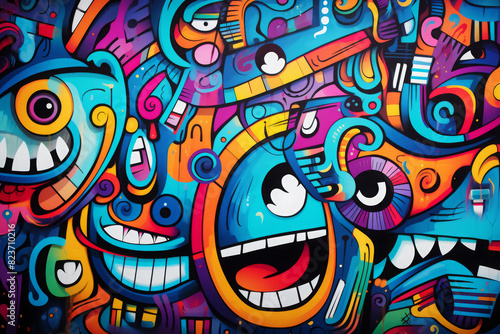 colorful graffiti art design bright background