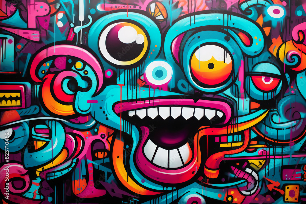 Obraz premium colorful graffiti art design bright background