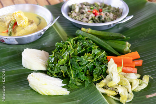 Nasi Iye Kapong; a taste of Pattani's local cuisine in southern of Thailand. This dish is deeply rooted in the Malay culture prevalent in the region. photo