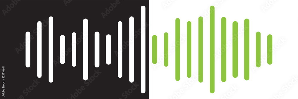 Podcast sound waves set. Waveform pattern for music player, podcast, voice message, music app. Audio wave icon. Equalizer template. Vector illustration isolated on white background Podcast sound waves set. Waveform pattern for music player, podcast, voice message, music app. Audio wave icon. Equalizer template. Vector illustration isolated on white background