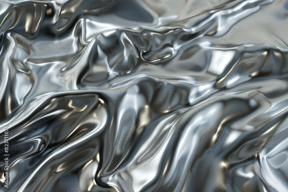 Close up texture of liquid shiny metal in silver gray color with highlights and shimmers Liquid metallic texture, backdrop for web promotion 3d rendering illustration imitation Close up texture of liquid shiny metal in silver gray color with highlights and shimmers Liquid metallic texture, backdrop for web promotion 3d rendering illustration imitation