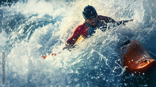 Man Riding Kayak on Top of Wave © mattegg