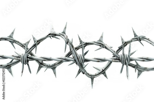 Realistic contemporary steel barbed wire with thorns or spikes. Generative Ai
