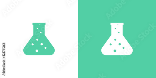 Flask lab logo vector icon chemistry laboratory science tube isolated