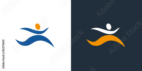 People run logo vector runner sport man icon abstract