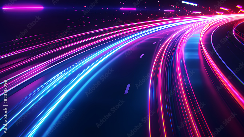 Abstract colorful background with neon light lines, glowing speed effect for banner design, space background, digital wallpaper with blue purple orange colors Abstract colorful background with neon light lines, glowing speed effect for banner design, space background, digital wallpaper with blue purple orange colors