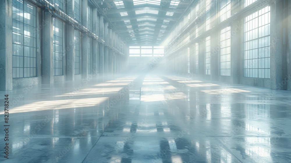 Clean modern factory, white background Clean modern factory, white background