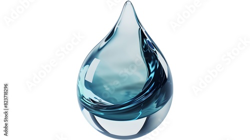 Beautiful glass water drop with smooth curves. This is a stunning abstract concept by digital art. Ideal for creative design projects. AI photo