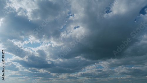 Cinemagraphs stratocumulus clouds b-roll. Early winter after rain the sky is always bright. Stratus clouds. Timelapse. photo