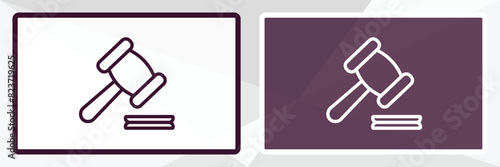 trial hammer outline icon. Linear vector from business concept. Thin line black and white trial hammer icon isolated on white and dark background