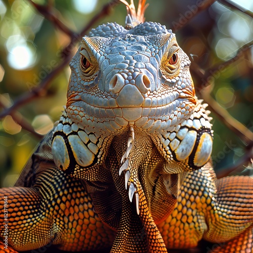 Digital image of iguana   close-up portrait   high quality  high resolution
