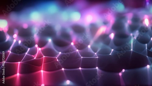 microscopic neon cells glowing lights morphing texture_ photo