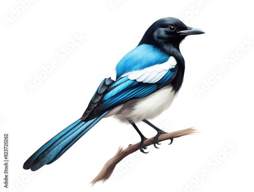 Magpie bird isolated on white background