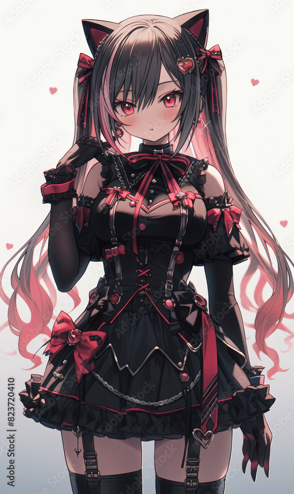 Fototapeta premium Cute anime female vampire character portrait