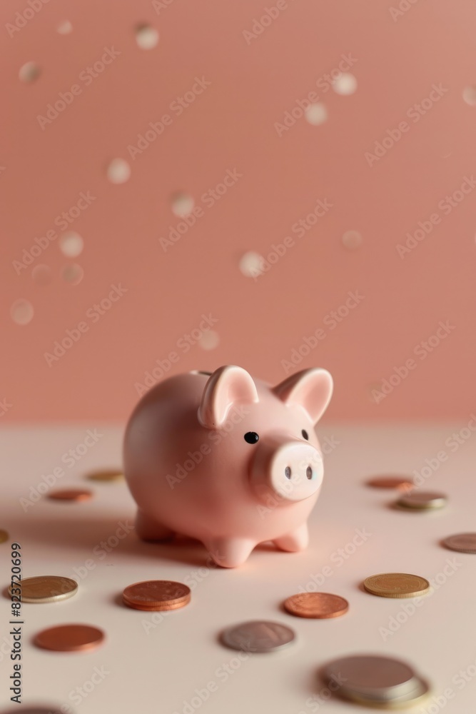One piggy bank on coloured background. One piggy bank on coloured background.