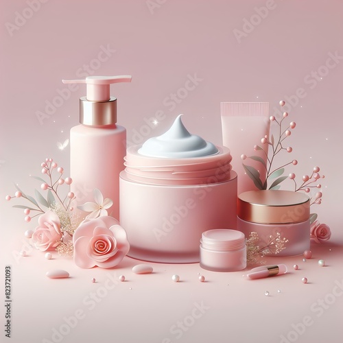 pink cosmetic jars mockup