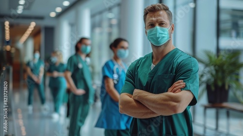 Confident Medical Team in Hallway photo