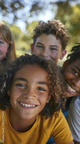 A group of young people are smiling and posing for a picture