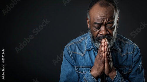 Senior Man in Contemplative Prayer photo