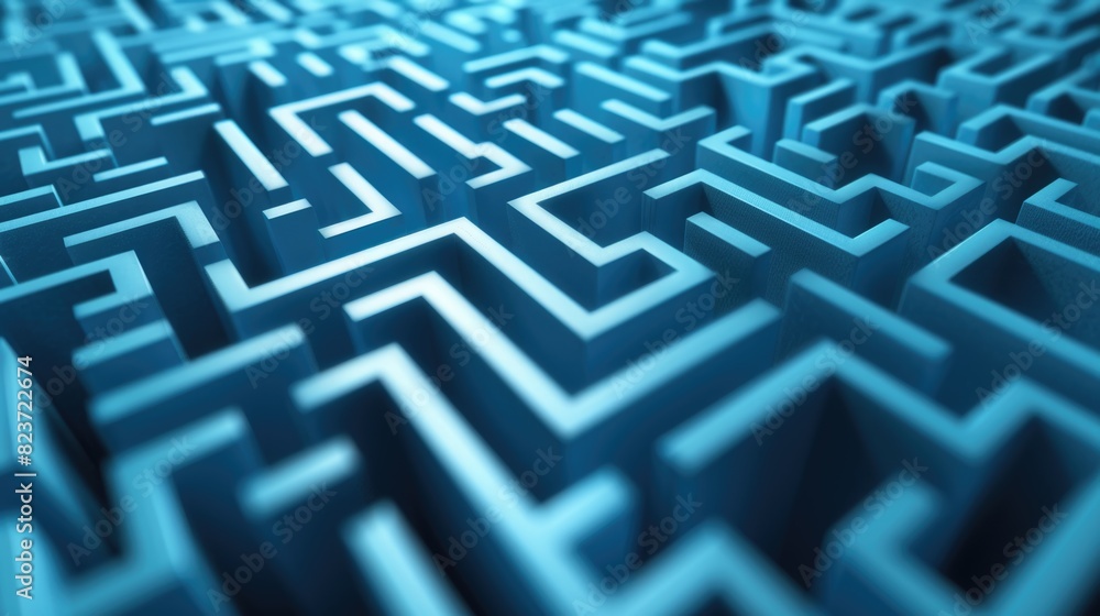 Intricate Blue Maze Design - Conceptual Labyrinth Challenge Intricate Blue Maze Design - Conceptual Labyrinth Challenge