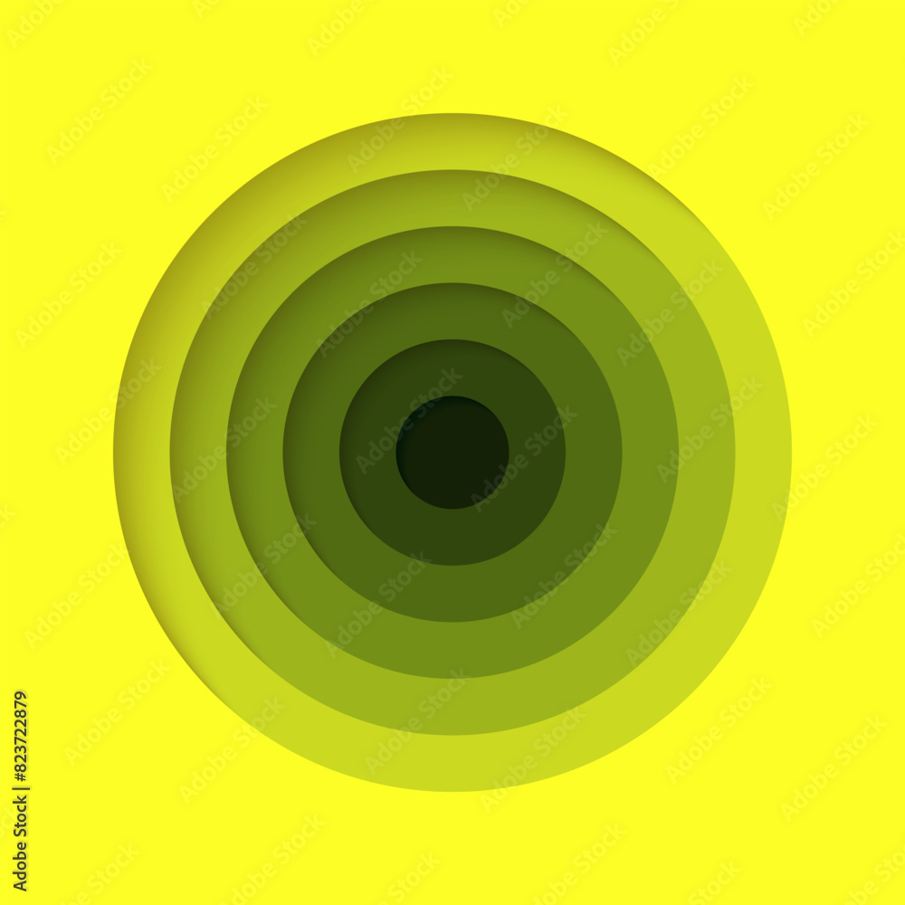 3D background with paper cut bright yellow and olive color round holes. Realistic design layout for presentation, flyer, poster, banner, business card. Geometric vector illustration. 3D background with paper cut bright yellow and olive color round holes. Realistic design layout for presentation, flyer, poster, banner, business card. Geometric vector illustration.