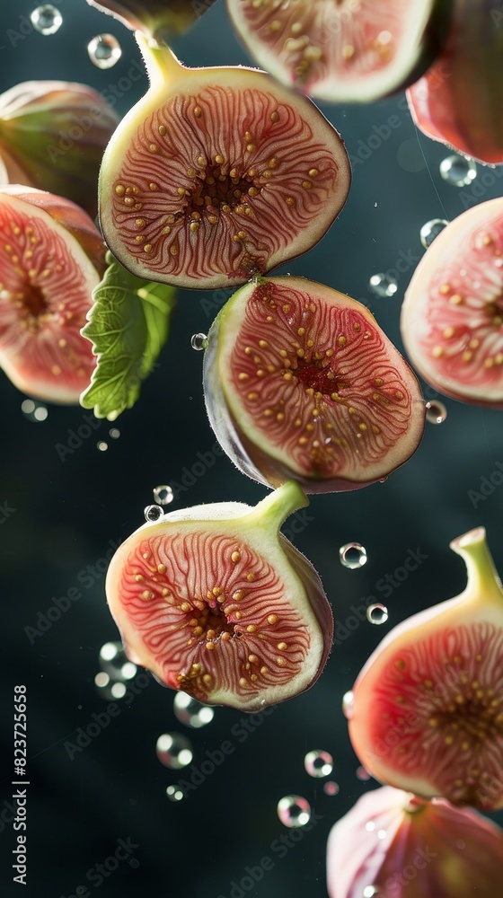 Close-up of fresh figs with water drops. Close-up of fresh figs with water drops.