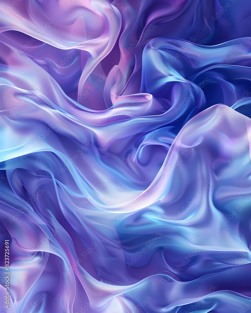 Obraz premium A purple and blue fabric with a flowing pattern. The colors are vibrant and the design is abstract