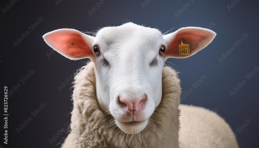 Fototapeta premium sheep close up head on black background