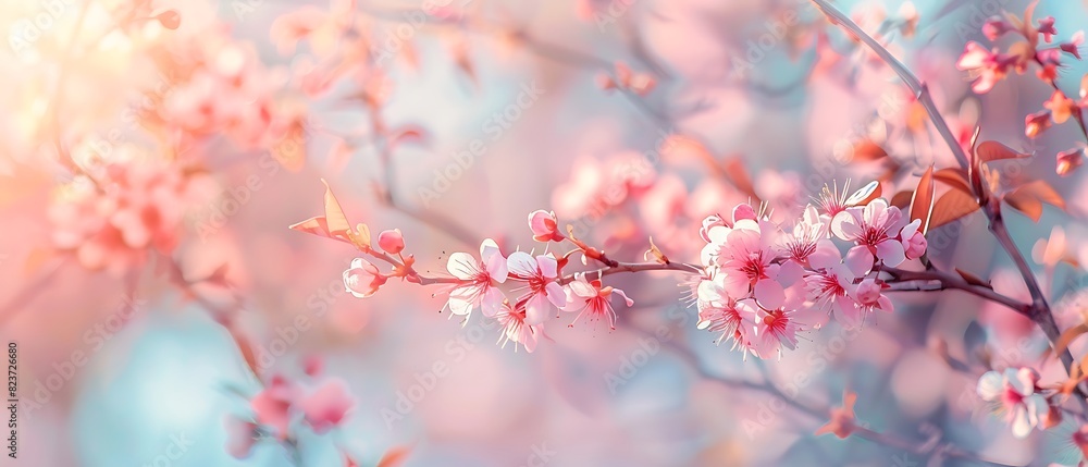 Pastel Delight: Serene Spring Scene with Copy Space in High Quality Photography