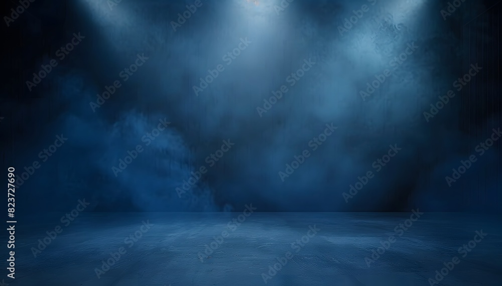 empty dark blue abstract cement wall and studio room with smoke float up the interior texture for display products wall background empty dark blue abstract cement wall and studio room with smoke float up the interior texture for display products wall background